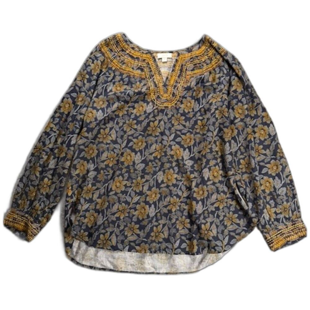 Pure Jill by J.Jill women's floral tunic blouse in size Medium Petite.